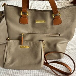Joy & Iman Cream and Tan Tote Bag Set
